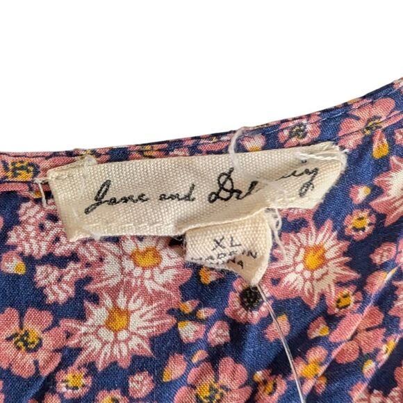 Jane and Delancey XL Blue Pink Floral Top Boho Cottagecore Empire Waist Career - Picture 7 of 7